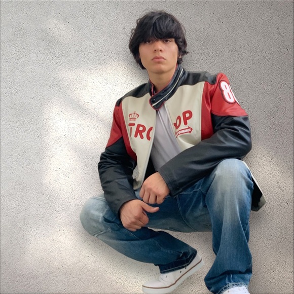 Men's Troop Red | White | Black Motorcycle Genuine Leather Jacket NWT - Picture 5 of 8